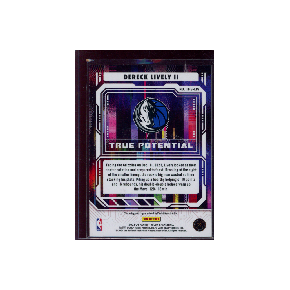 Dereck Lively II 2023-24 Panini Recon Basketball Rookie True Potential Auto /35