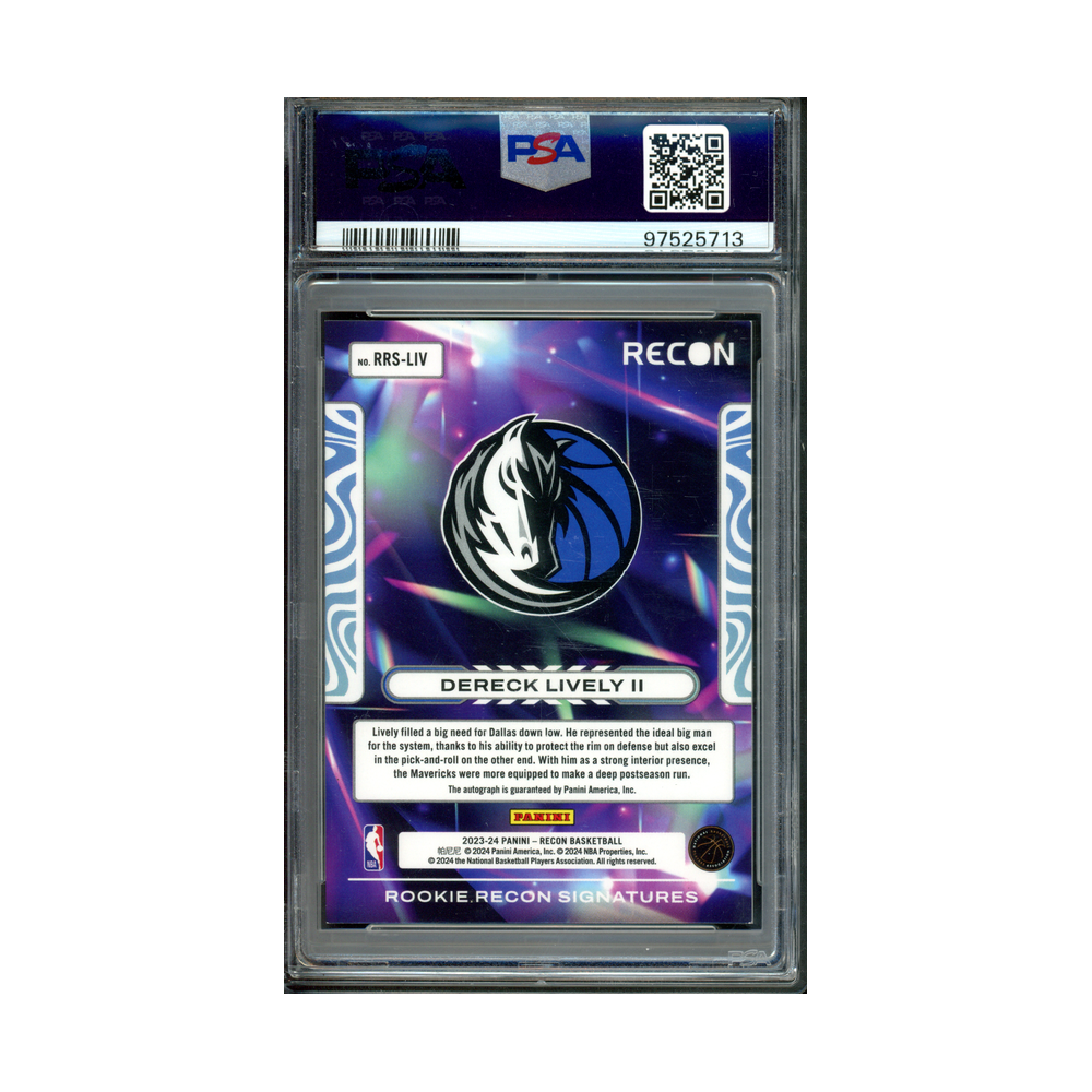 Dereck Lively 2023 Panini Recon Basketball Rookie Auto Gold /10 PSA 8/10