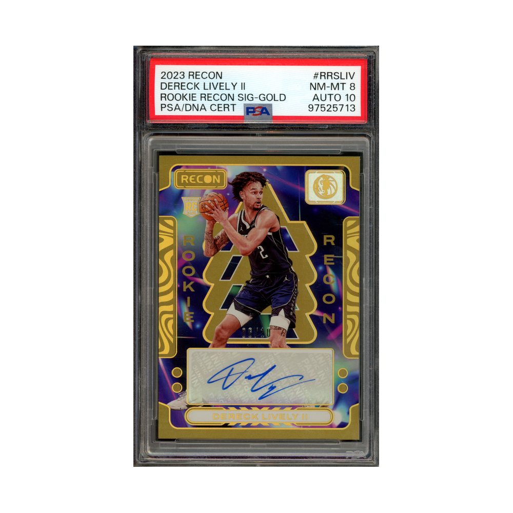 Dereck Lively 2023 Panini Recon Basketball Rookie Auto Gold /10 PSA 8/10