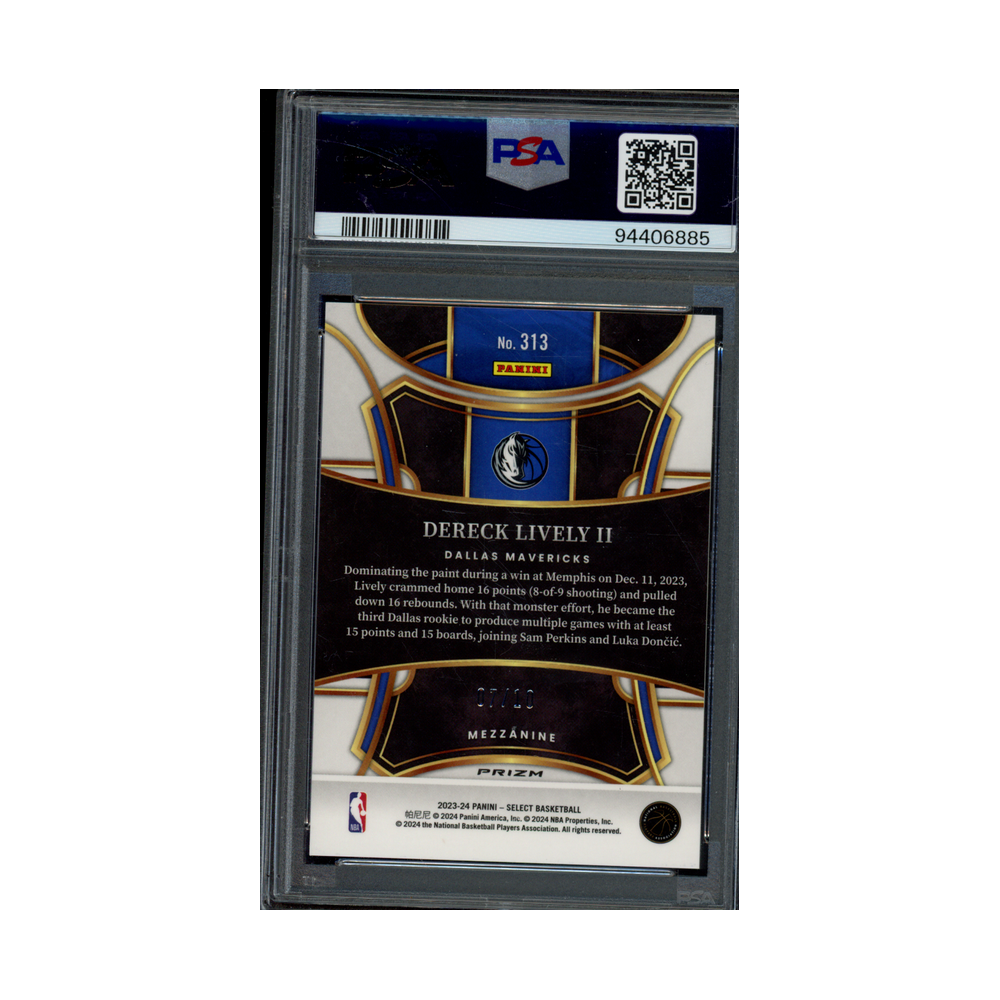 Dereck Lively 2023 Panini Select Basketball Gold Tectonic Rookie /10 PSA 9