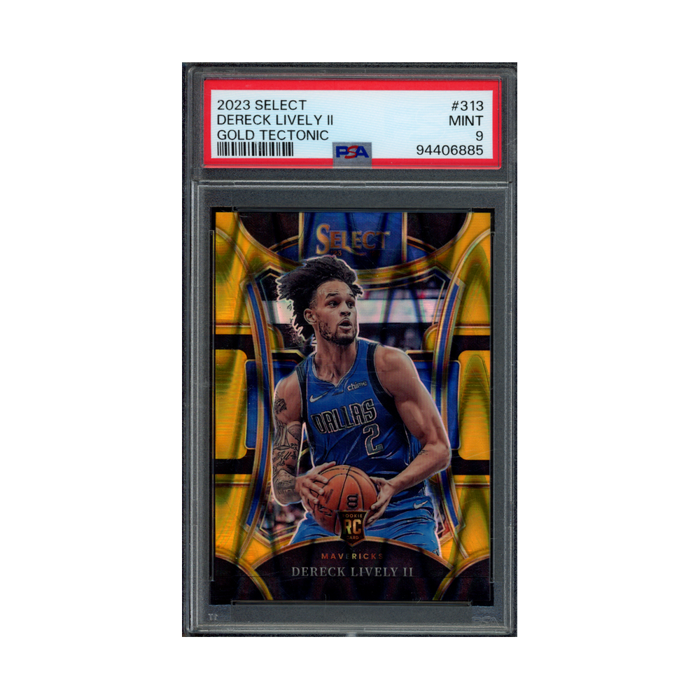 Dereck Lively 2023 Panini Select Basketball Gold Tectonic Rookie /10 PSA 9