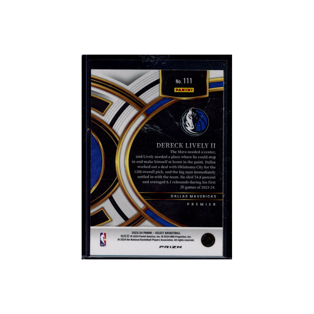Dereck Lively II 2023-24 Panini Select Basketball Rookie Premier Level Green Ice