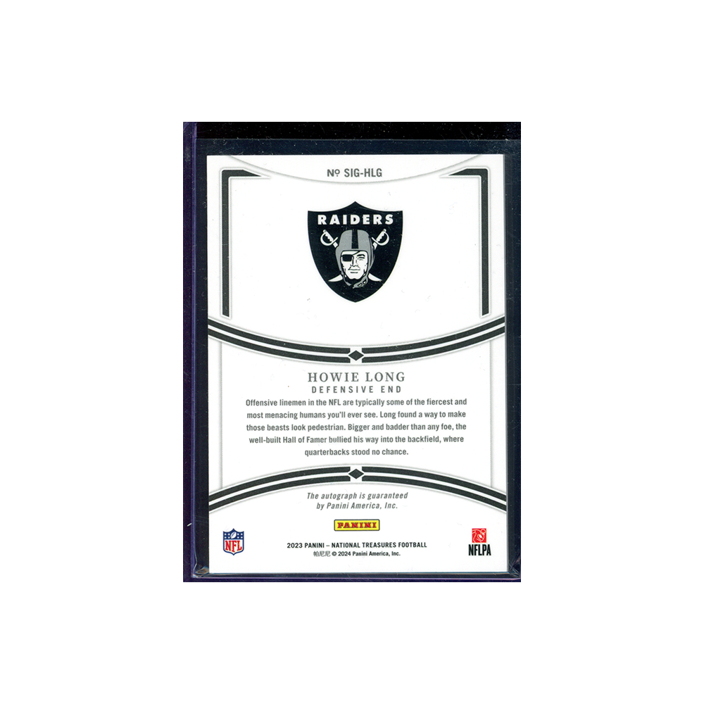 Howie Long 2023 Panini National Treasures Football Auto /25