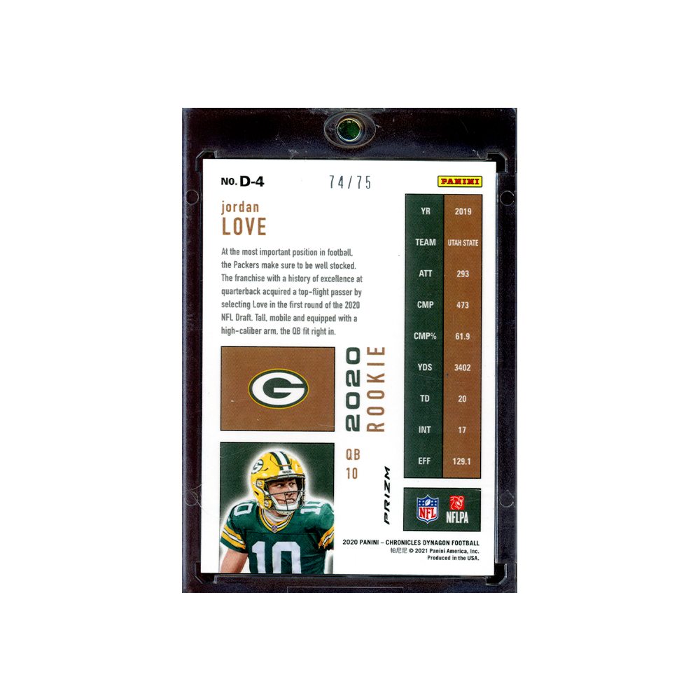 Jordan Love 2020 Panini Chronicles Dynagon Football Rookie Orange /75