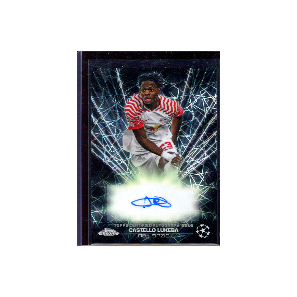 Castello Lukeba 2023-24 Topps Chrome UCC Soccer Black Lazer Auto