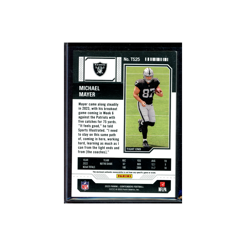 Michael Mayer 2023 Panini Contenders Football Rookie Ticket Jersey