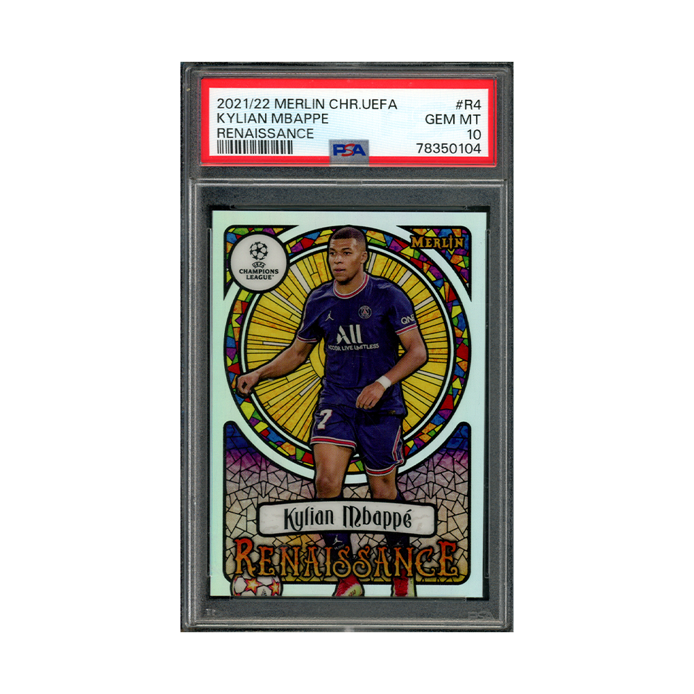 Kylian Mbappe 2021-22 Merlin Chrome Uefa Renaissance PSA 10