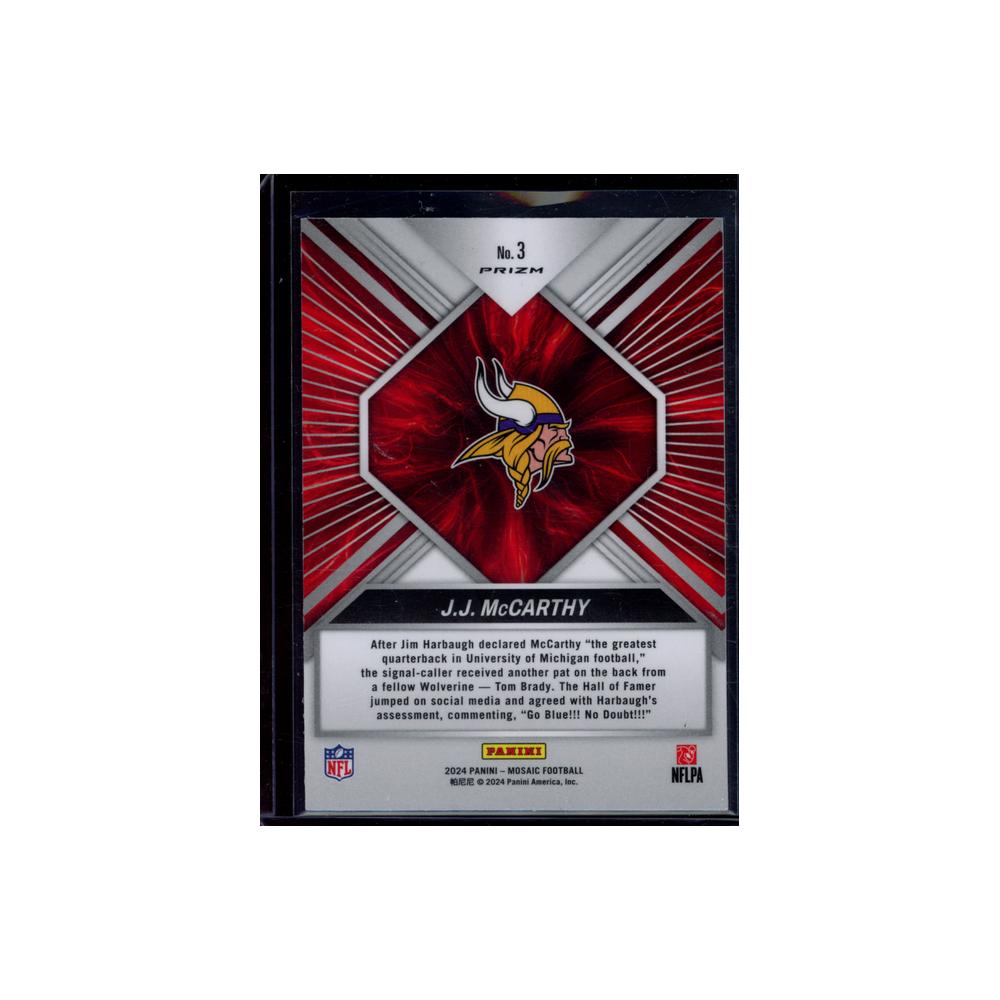 JJ McCarthy 2024 Panini Mosaic Football Overdrive Rookie Mosaic