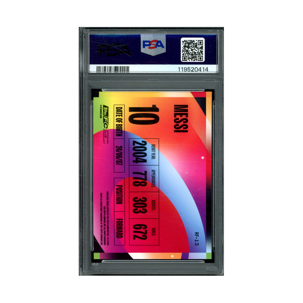 Messi 2024-25 Topps FCB Team Set Rainbow Flick PSA 9