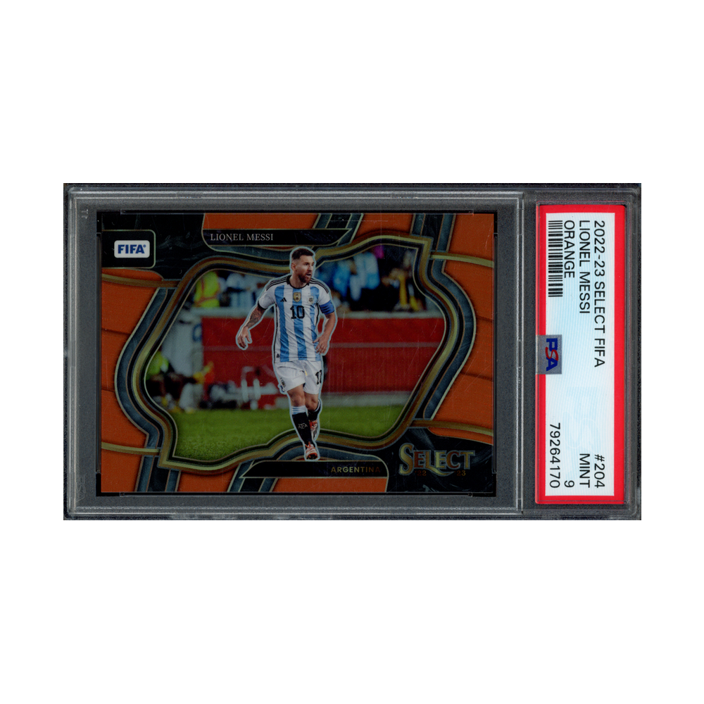 Lionel Messi 2022-23 Select Fifa Orange Field Leve /60 PSA 9