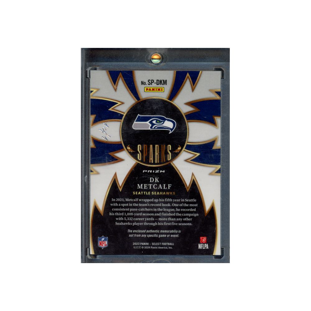 DK Metcalf 2023 Panini Select Football Sparks Patch NFL Players Patch Black 1/1