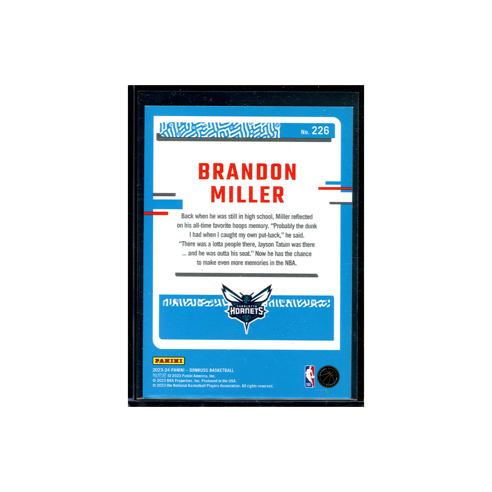 Brandon Miller 2023-24 Panini Donruss Basketball Rated Rookie Red