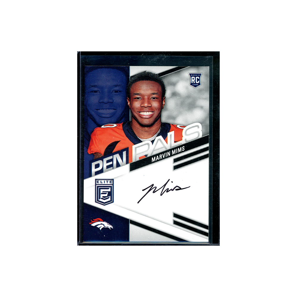Marvin Mims 2023 Panini Donruss Elite Football Pen Pals Rookie Auto