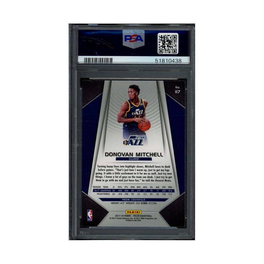Donovan Mitchell 2017 Panini Prizm Basketball Rookie PSA 9