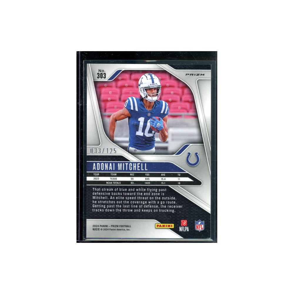 Adonai Mitchell 2024 Panini Prizm Football Purple Prizm Rookie /125