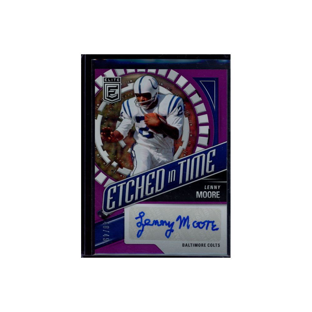 Lenny Moore 2024 Panini Donruss Elite Football Etched in Time Purple Auto /49