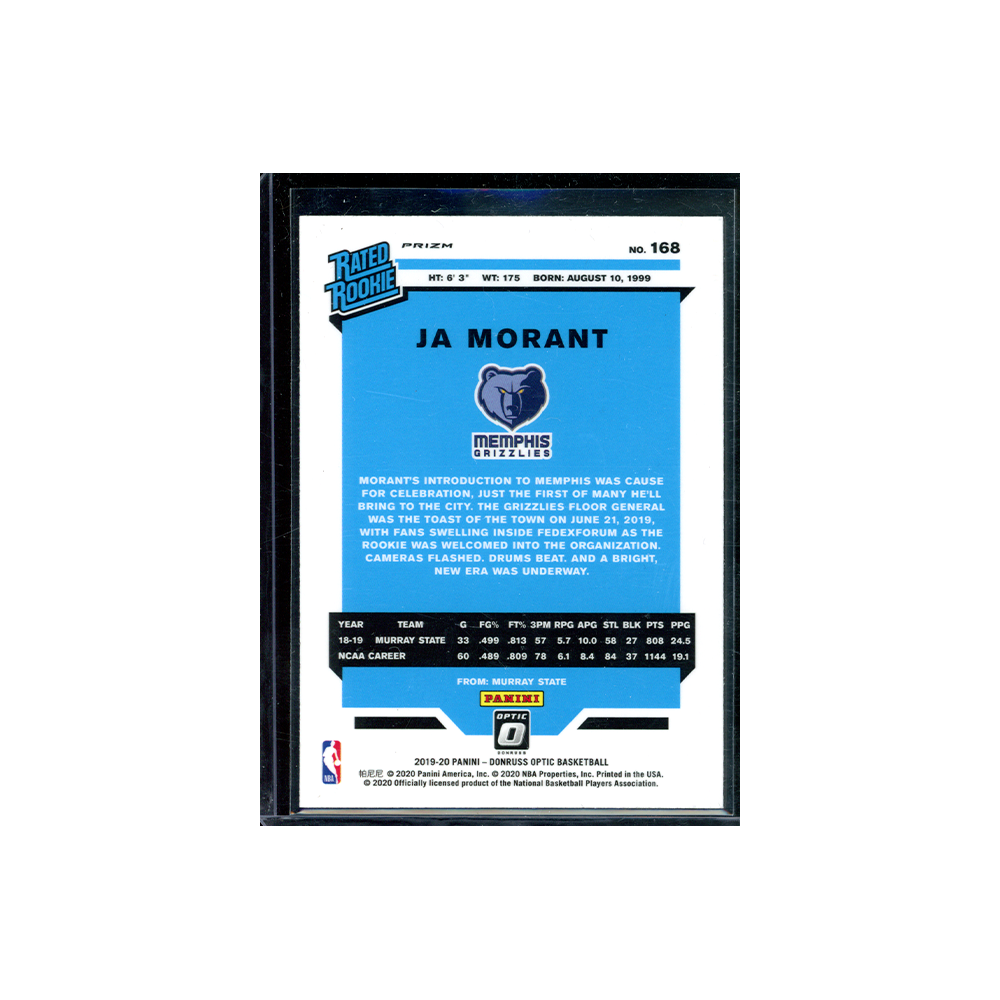 Ja Morant 2019-20 Panini Donruss Optic Basketball Rated Rookie Purple Shock