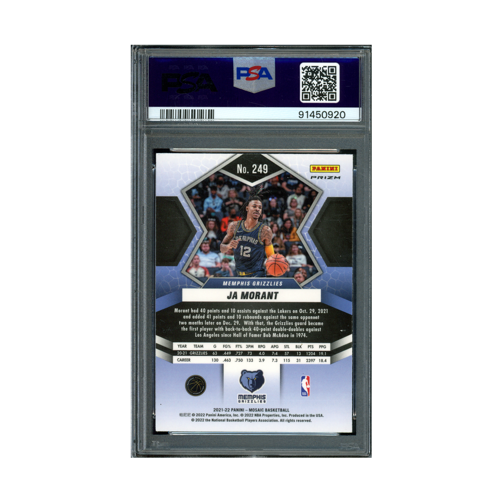 Ja Morant 2021 Panini Mosaic Basketball Gold Wave National Pride PSA 10