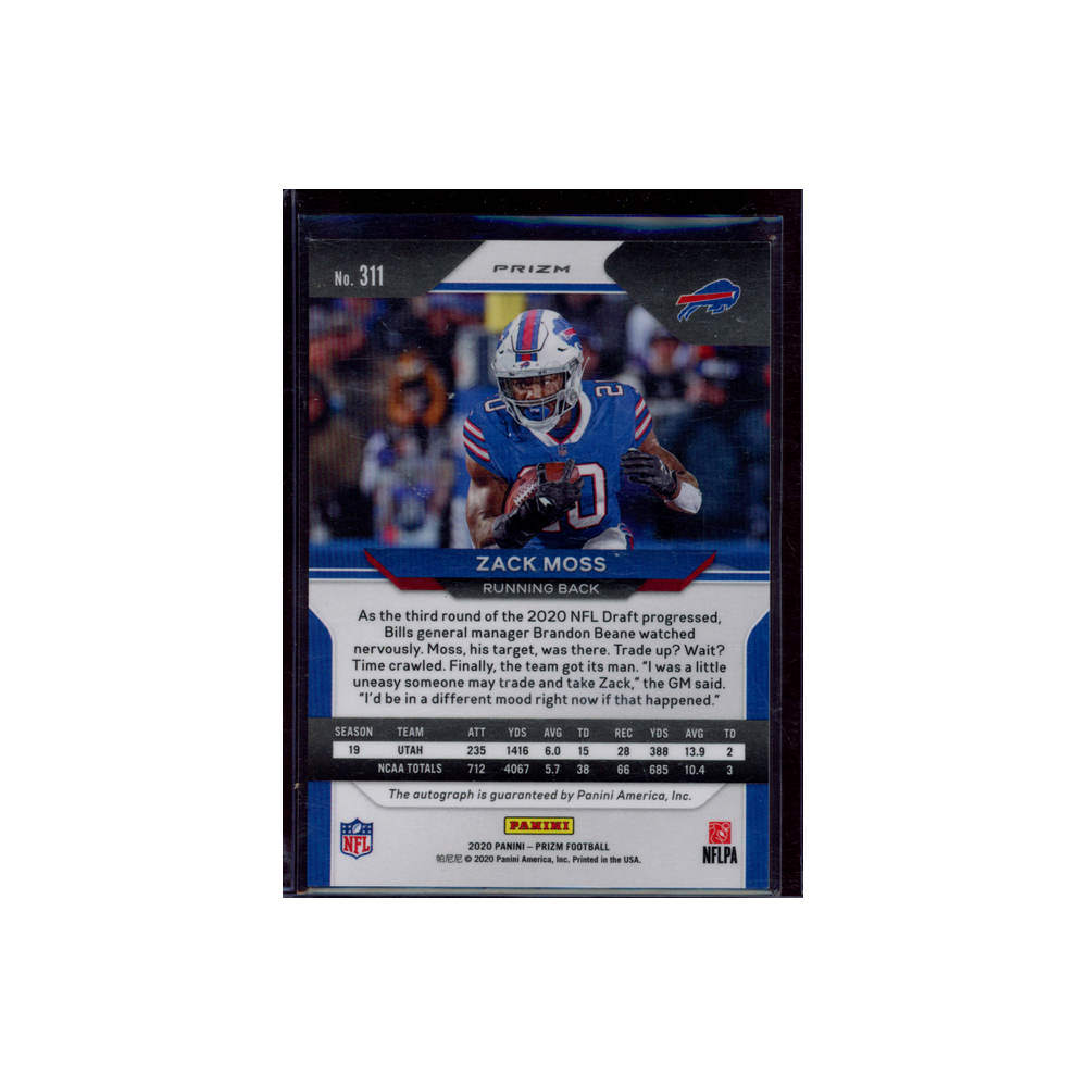 Zack Moss 2020 Panini Prizm Football Rookie Auto