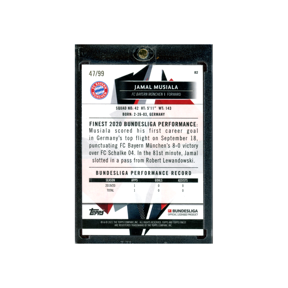 Jamal Musiala 2020-21 Topps Finest Bundesliga Rookie Green Refractor /99