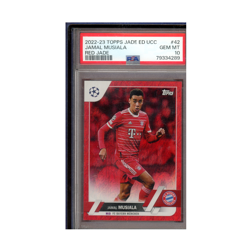 Jamal Musiala 2022-23 Topps Jade ED UCC Red Jade /5 PSA 10
