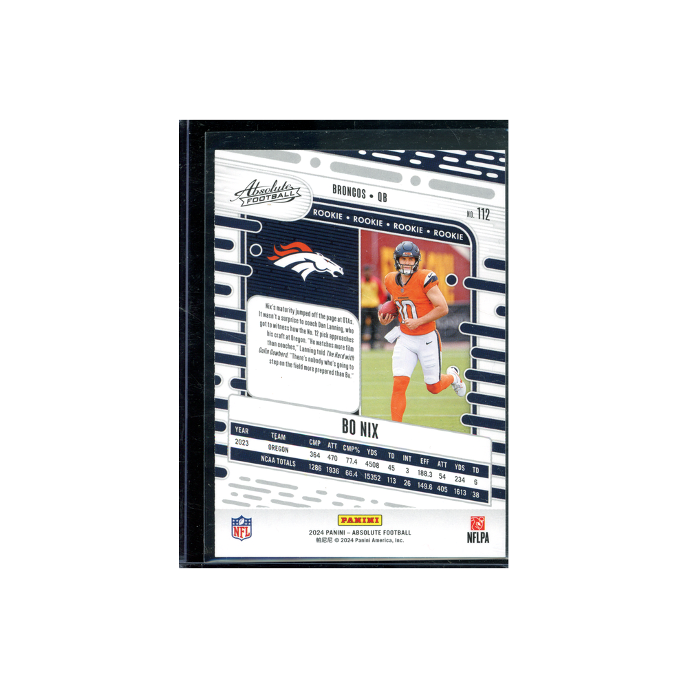 Bo Nix 2024 Panini Absolute Football Rookie