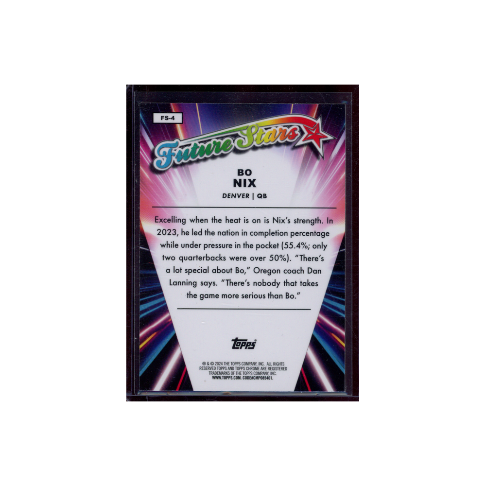 Bo Nix 2024 Topps Chrome Football Rookie Future Stars Green /99