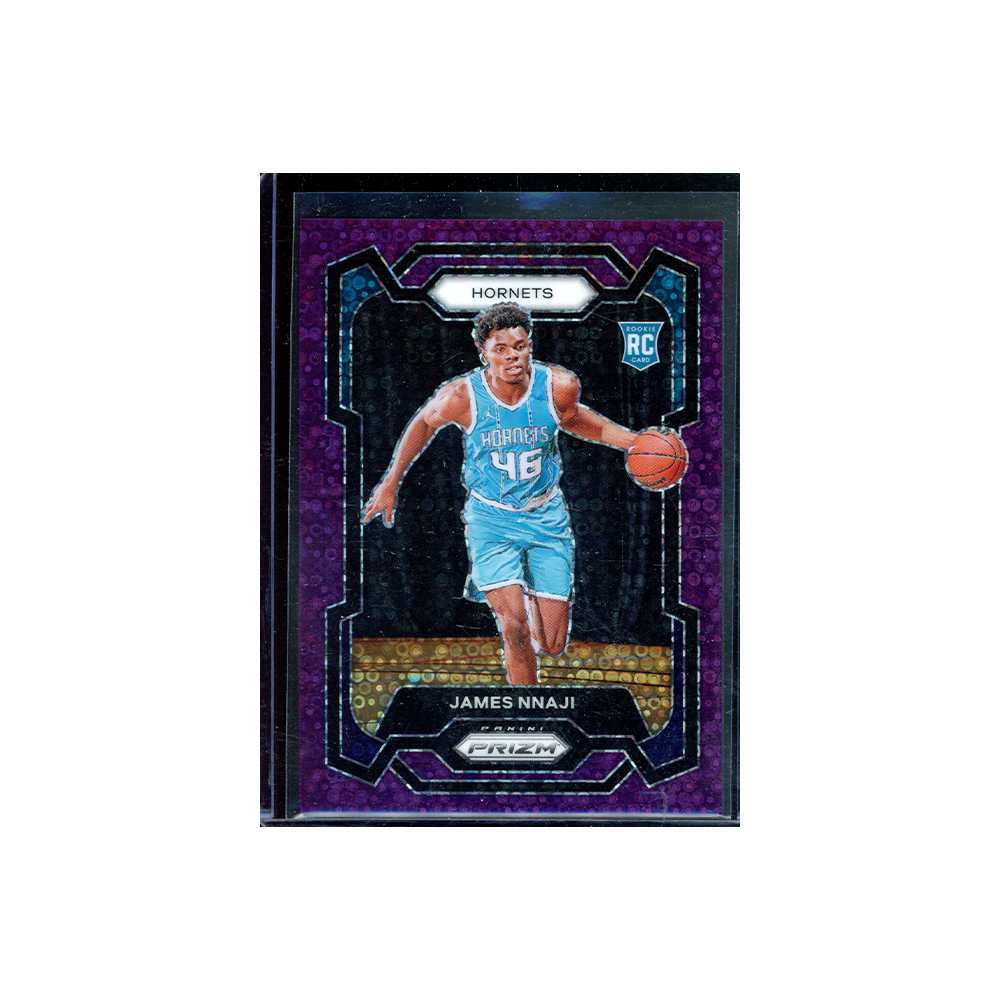 James Nnaji 2023-24 Panini Prizm Basketball Fast Break Purple Prizm Rookie /75