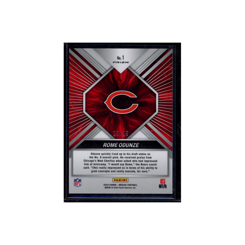 Rome Odunze 2024 Panini Mosaic Football Overdrive Purple Rookie /49