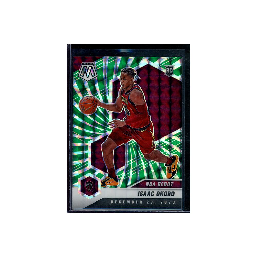 Isaac Okoro 2020-21 Panini Mosaic Basketball Green Swirl Rookie NBA Debut /10