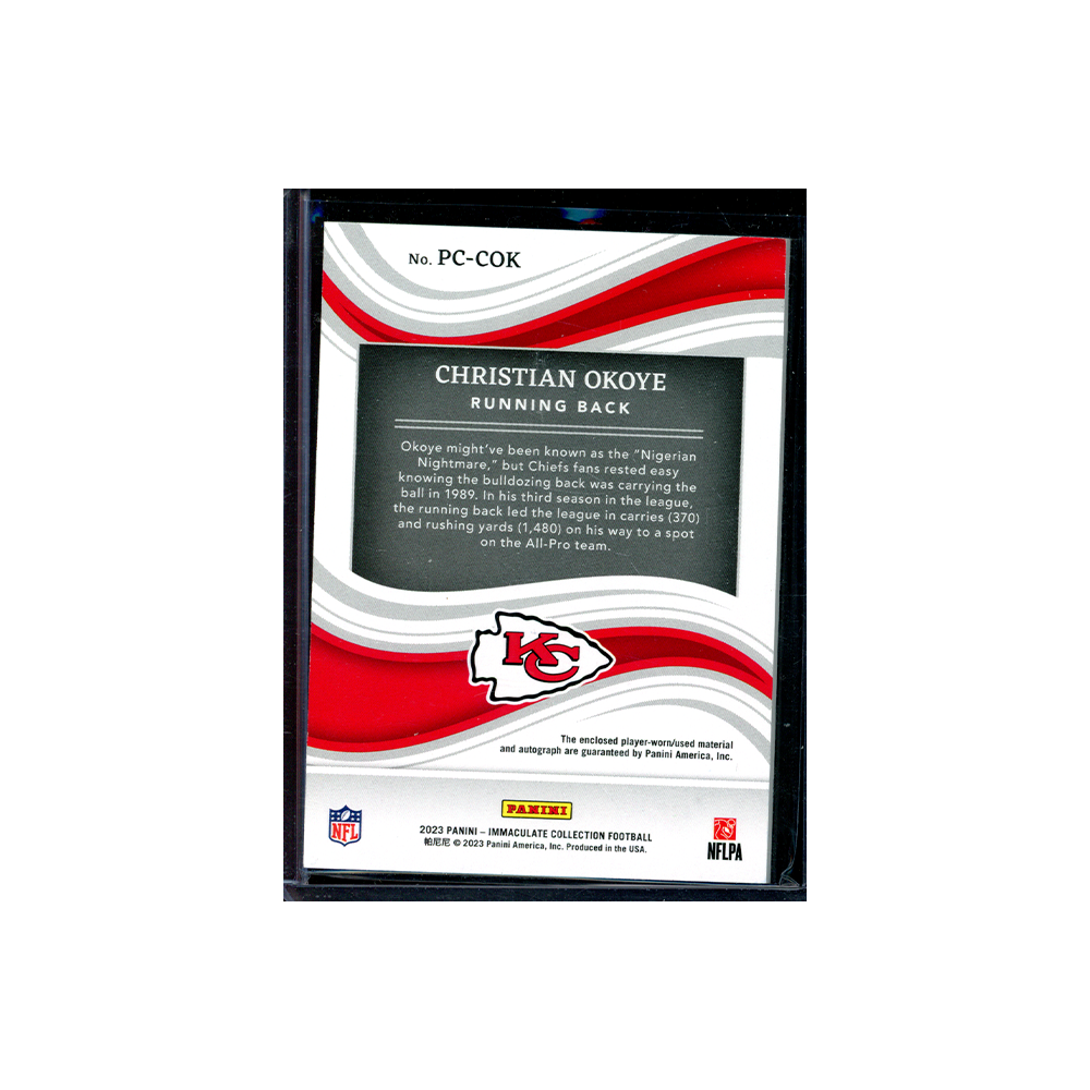 Christian Okoye 2023 Panini Immaculate Collection Football Patch On-Card Auto /99