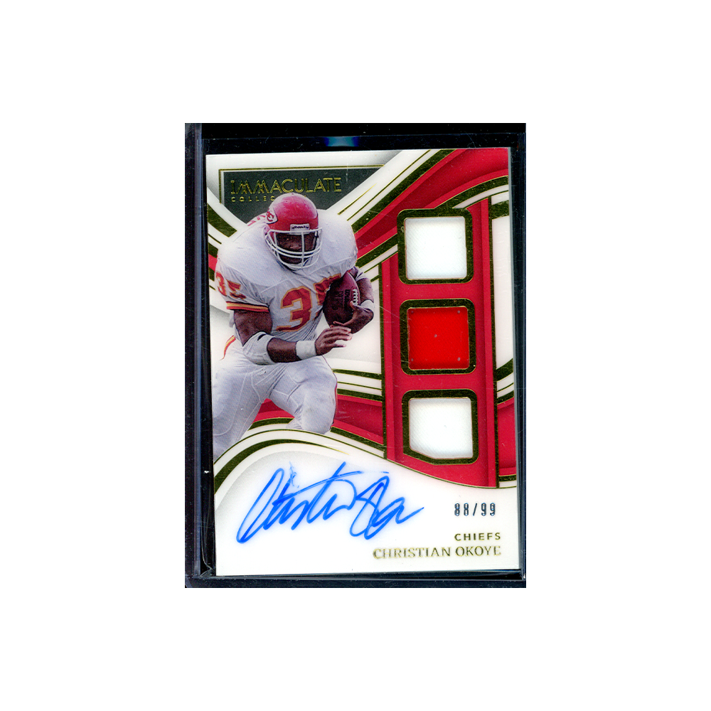 Christian Okoye 2023 Panini Immaculate Collection Football Patch On-Card Auto /99