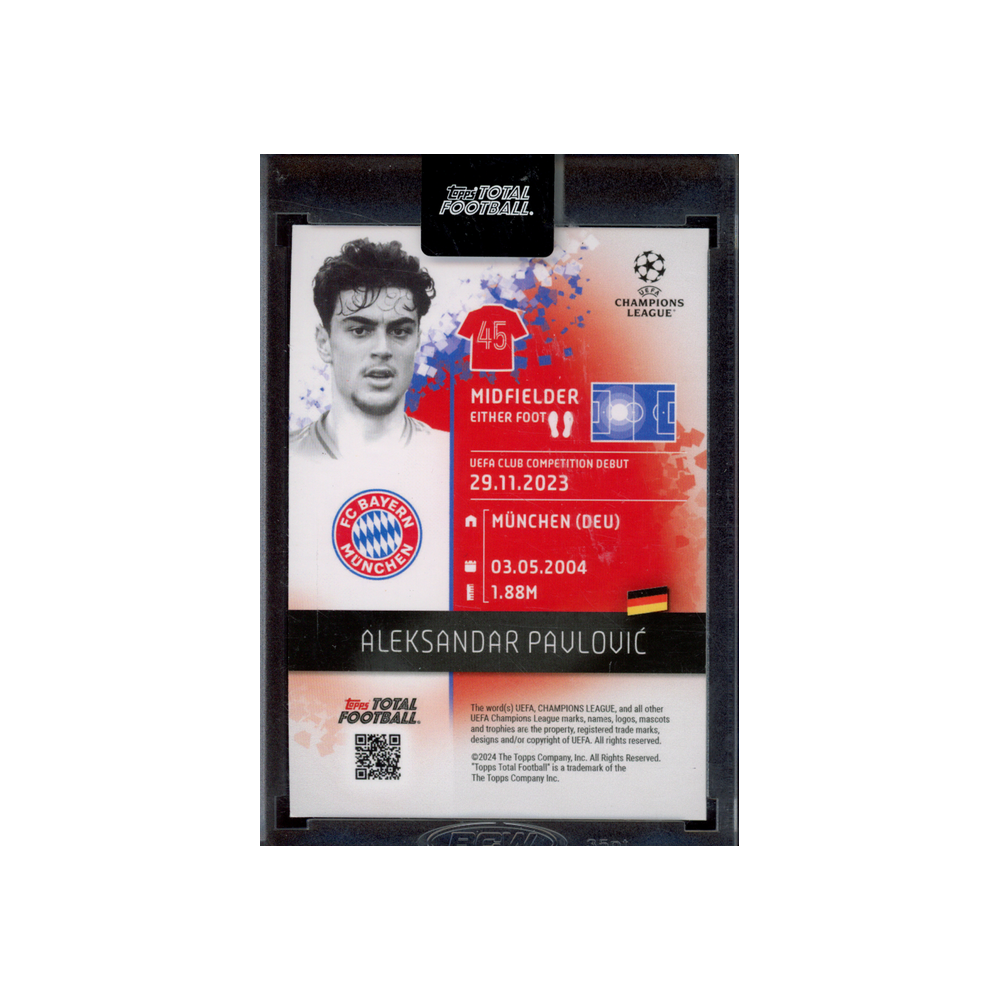 Aleksandar Pavlovic 2024 Topps Total Football Legacy Gold 1/1