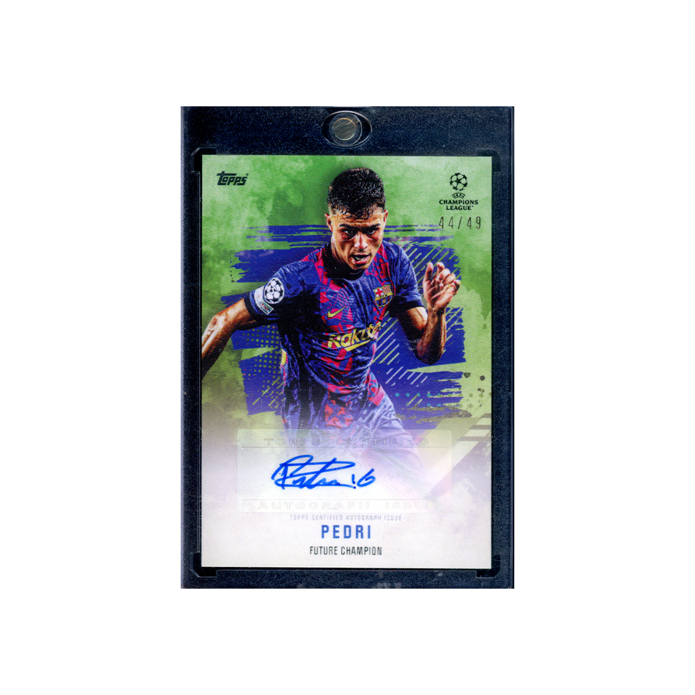 Pedri 2021-22 Topps UCL Auto Green /49