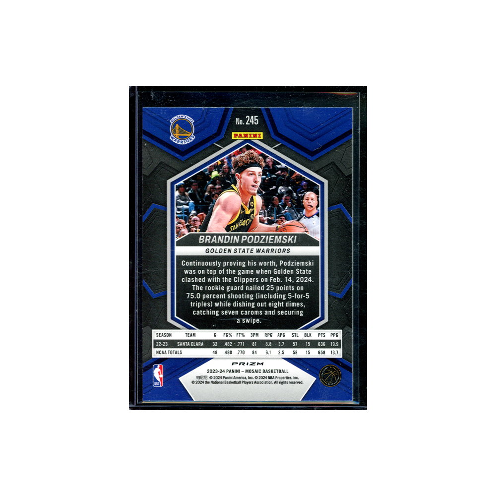 Brandin Podziemski 2023-24 Panini Mosaic Basketball Fast Break Rookie