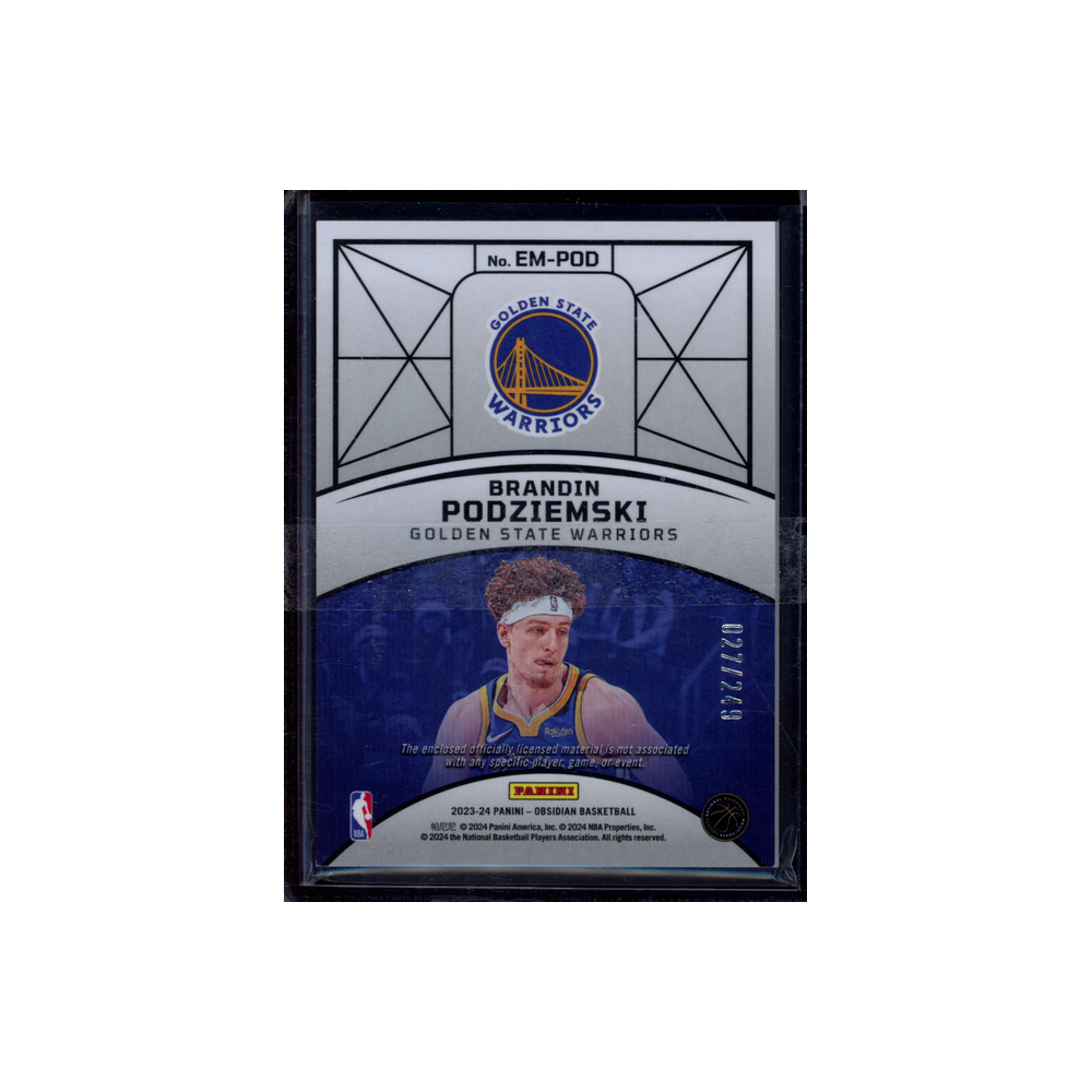 Brandin Podziemski 2023-24 Panini Obsidian Basketball Eclipse Rookie /249