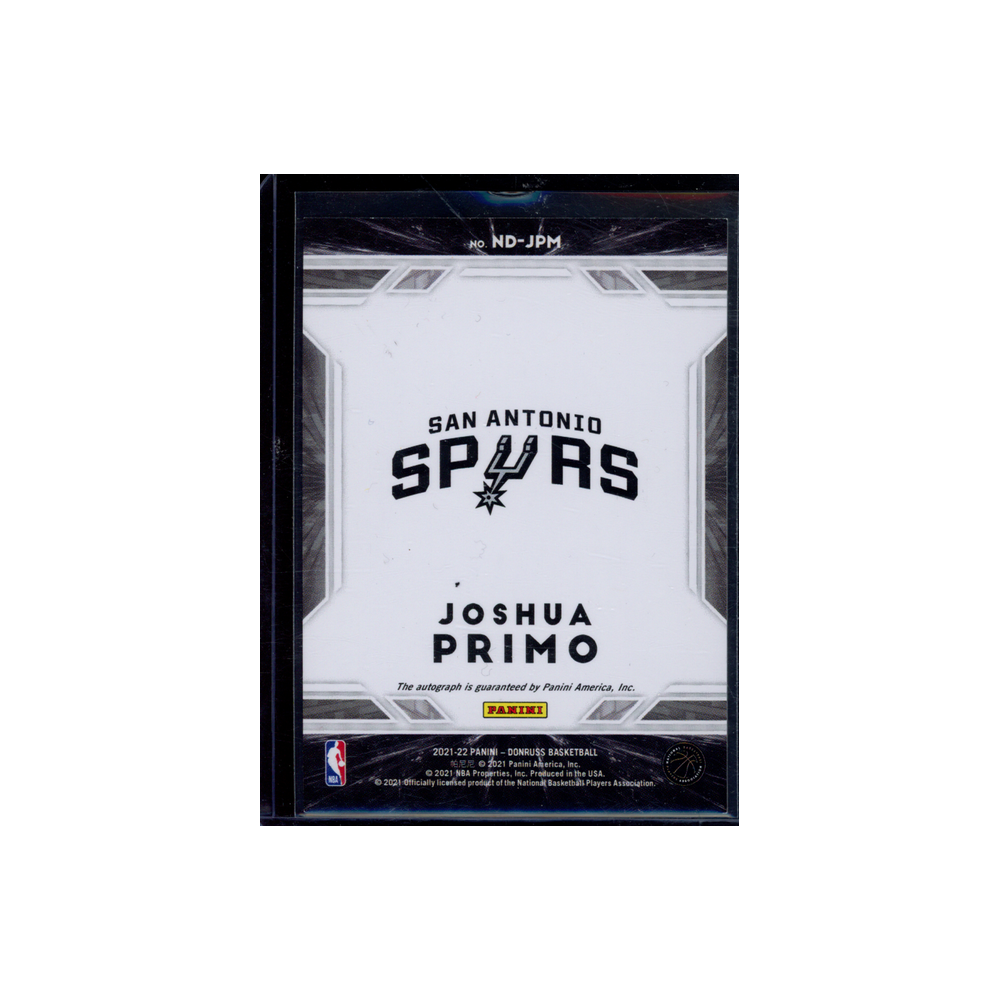 Joshua Primo 2021-22 Panini Donruss Basketball Next Day Autograph