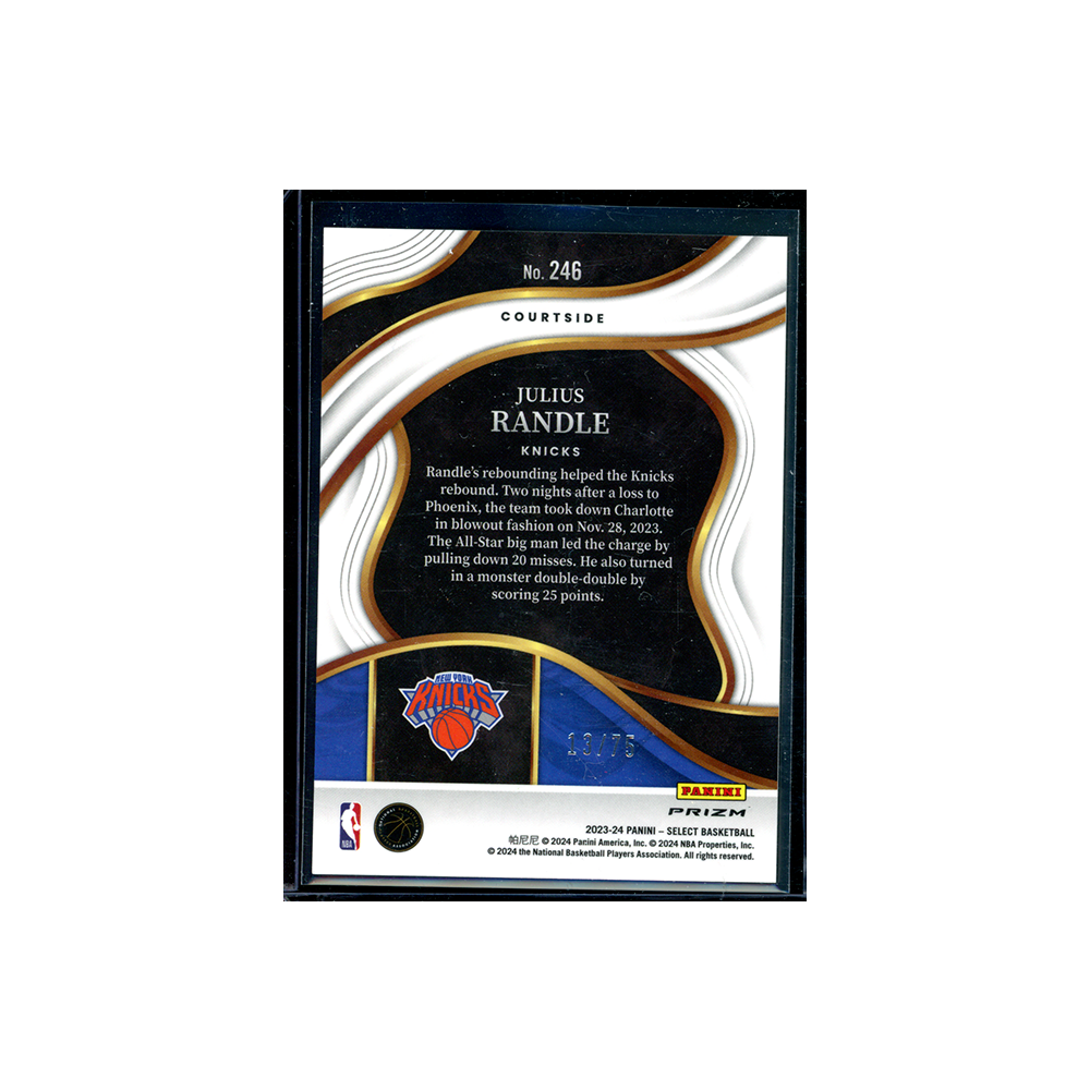 Julius Randle 2023-24 Panini Select Basketball White Disco Courtside /75