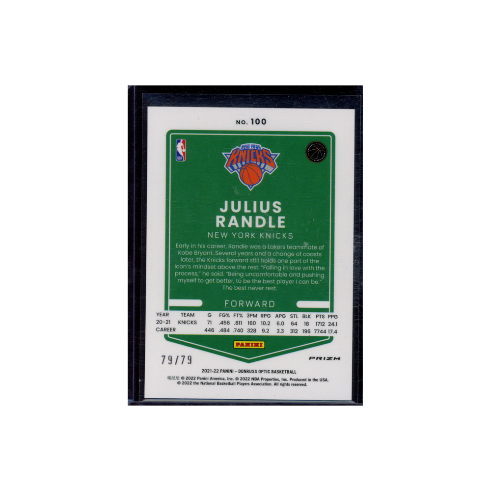 Julius Randle 2021-22 Panini Donruss Optic Pink Velocity /79