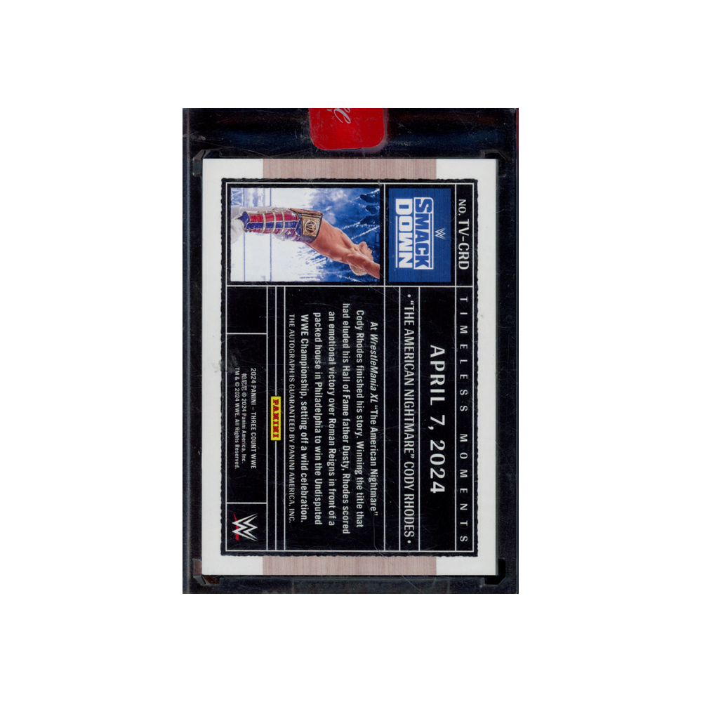 Cody Rhodes 2024 Panini Three Count WWE Timeless Moments Auto Blue /49