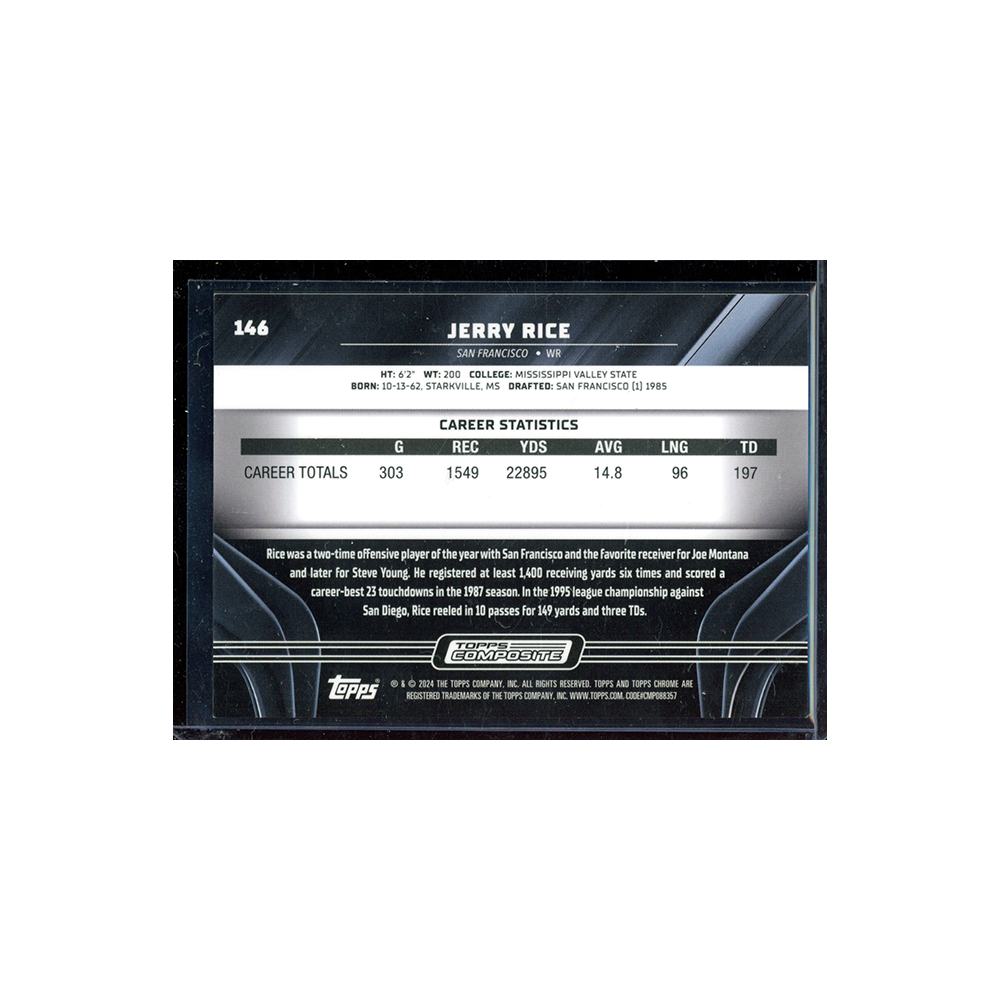 Jerry Rice 2023 Topps Composite Football Chrome Black Green /99