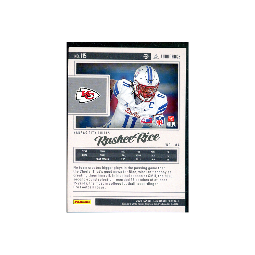Rashee Rice 2023 Panini Luminance Football Rookie /175