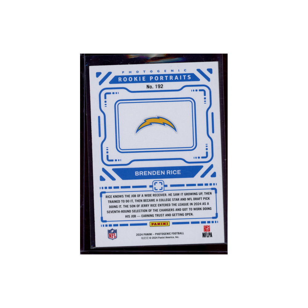 Brenden Rice 2024 Panini Photogenic Football Rookie Portraits /150