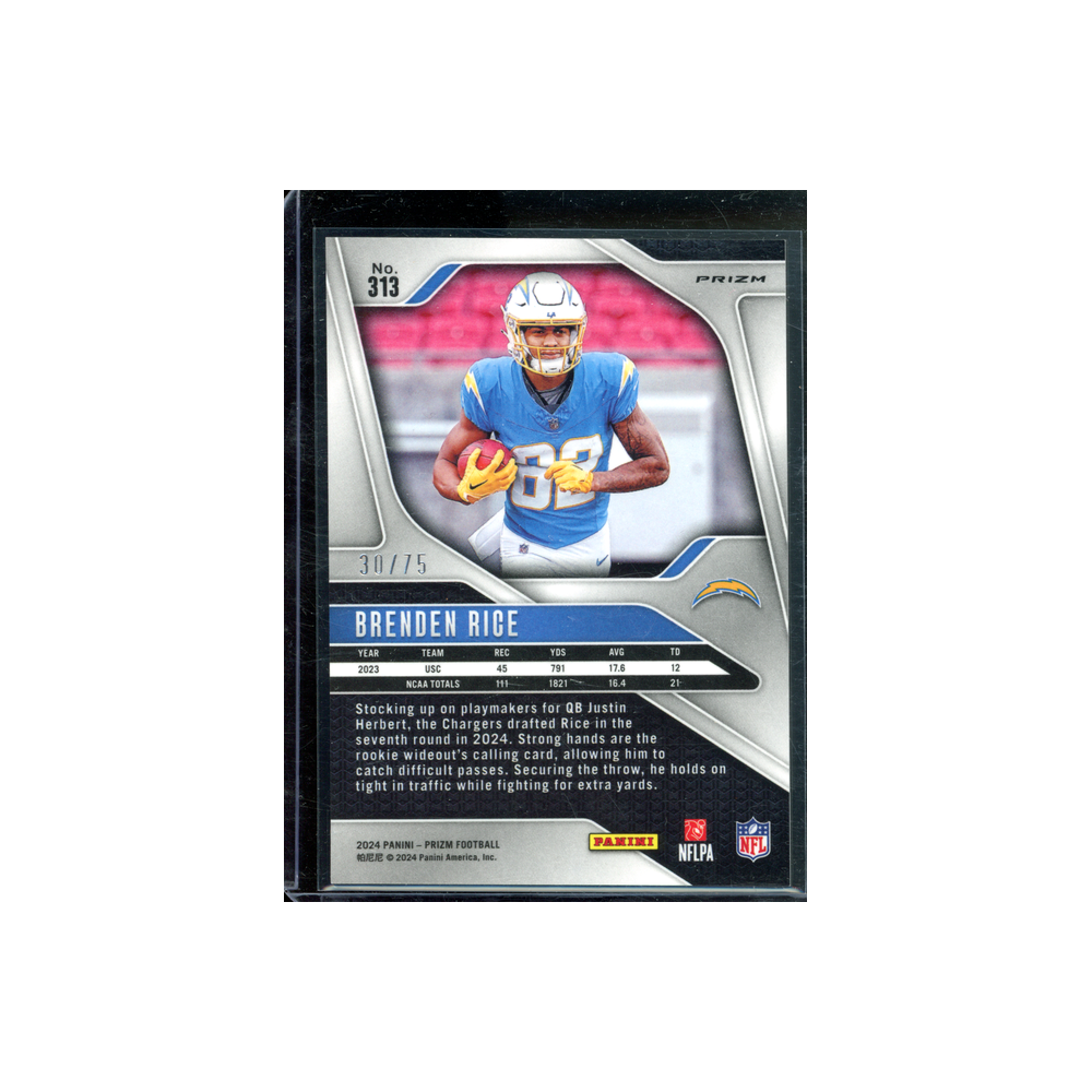 Brenden Rice 2024 Panini Prizm Football No Huddle Red Prizm Rookie /75