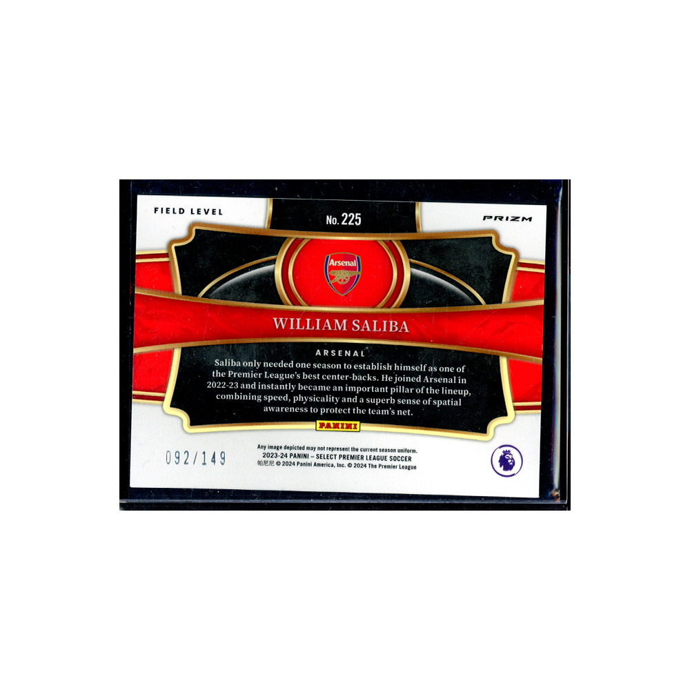 William Saliba 2023-24 Panini Select Premier League Soccer Field Level Purple /149