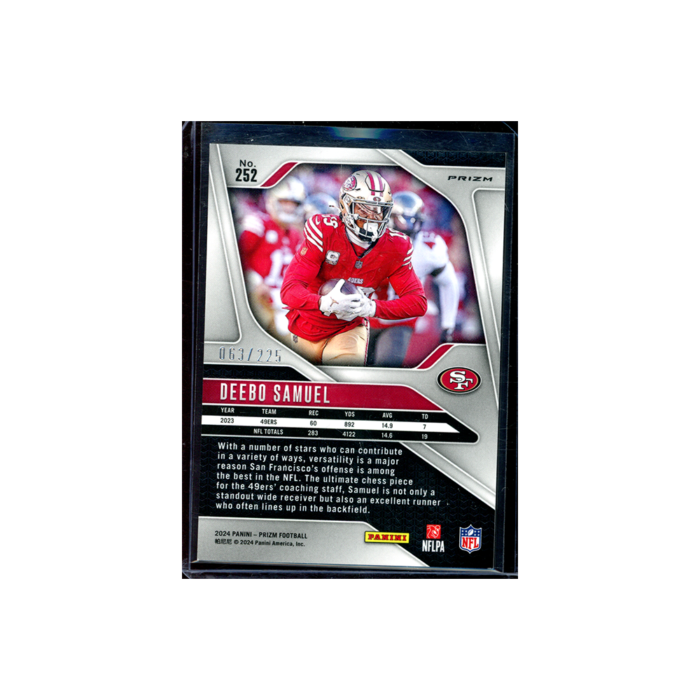 Deebo Samuel 2024 Panini Prizm Football Purple Ice /225