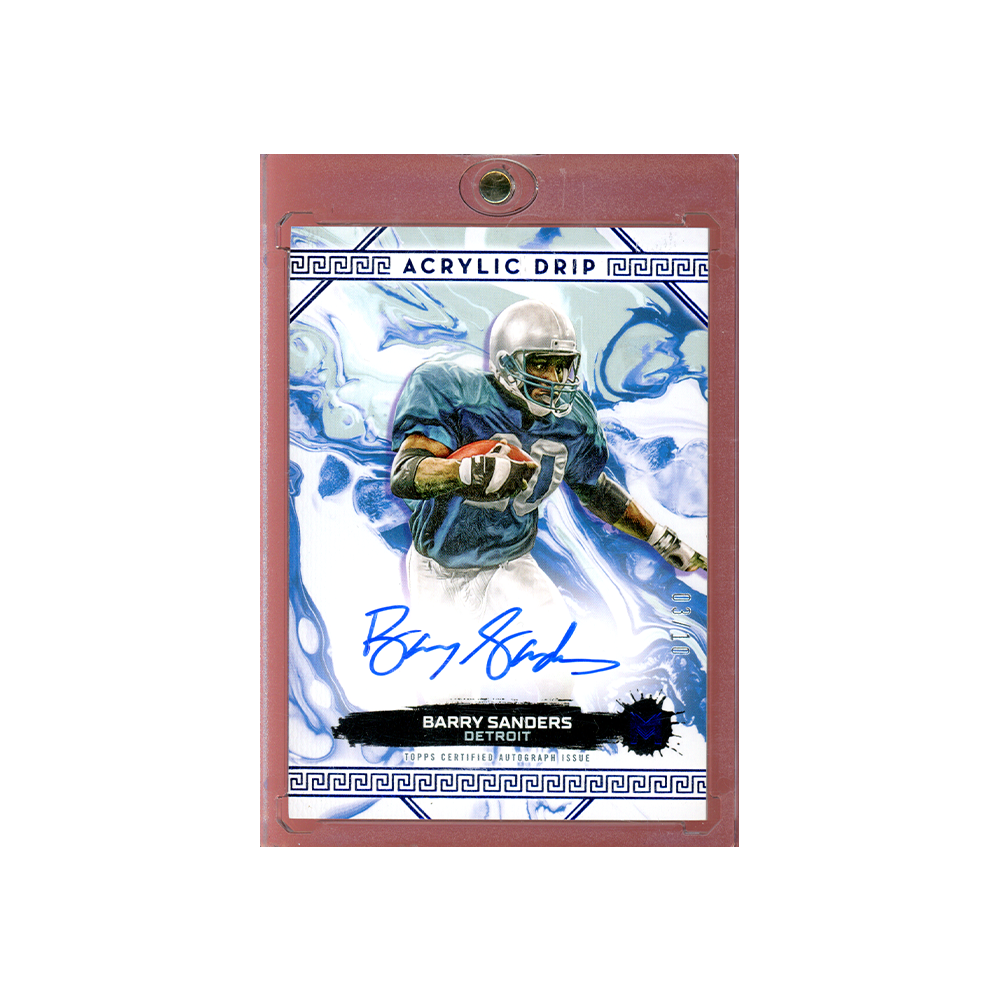 Barry Sanders 2024 Topps Motif Football Acrylic Drip Auto Blue /10