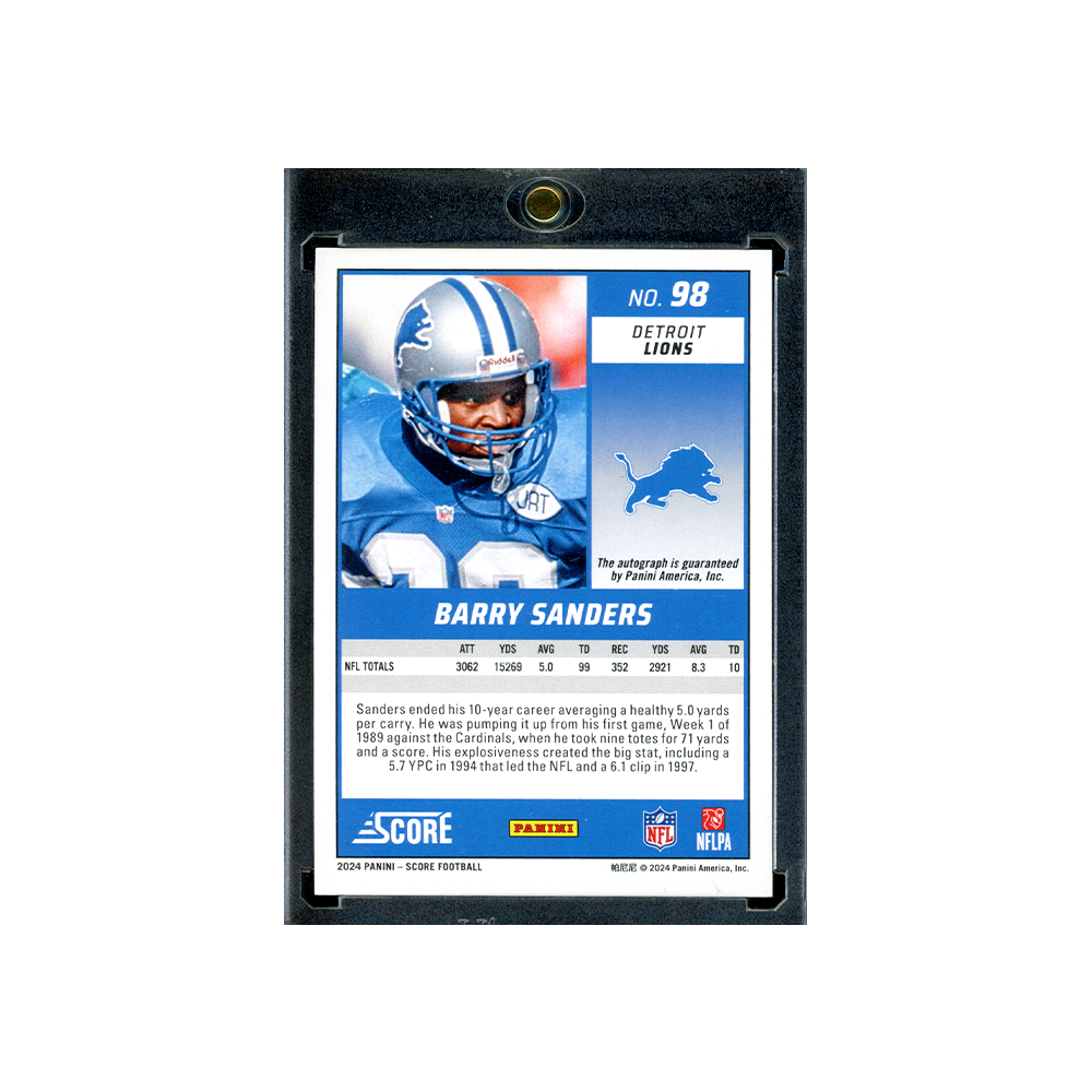 Barry Sanders 2024 Panini Score Football Gold Zone Auto /50