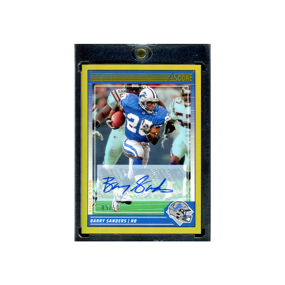 Barry Sanders 2024 Panini Score Football Gold Zone Auto /50