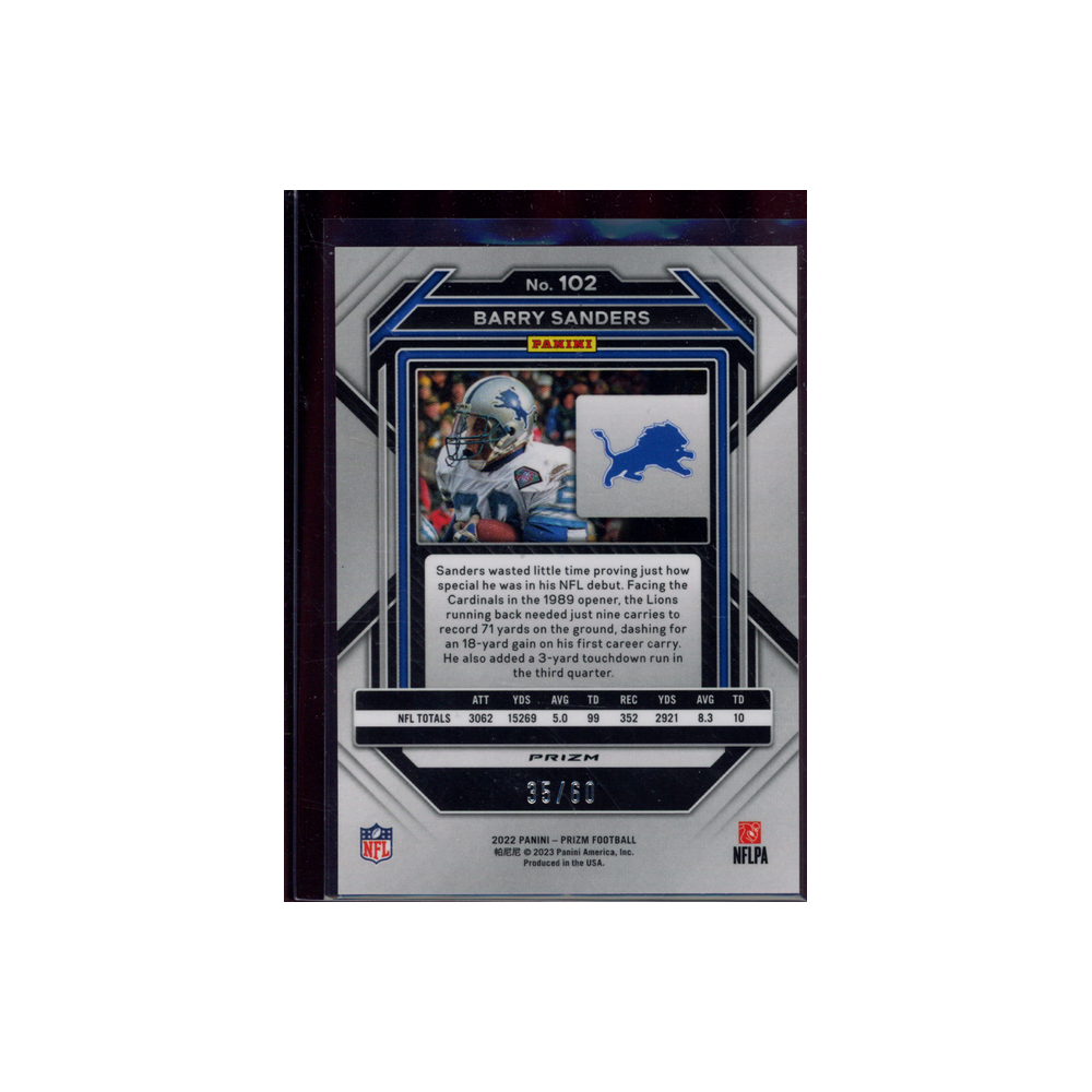 Barry Sanders 2022 Panini Prizm Football Orange Wave /60